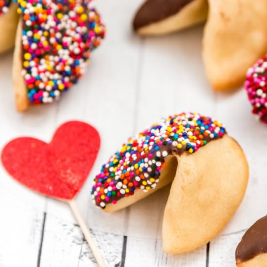 Chocolate Dipped Fortune Cookies - Recipe photo by cookwithmanali
