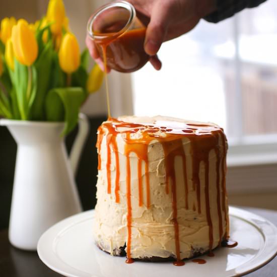 Chocolate Cake with Salted Caramel - Recipe photo by NerdsWithKnives-Emily