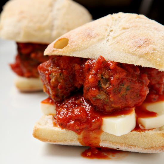 Turkey Spinach Meatball Subs - Recipe photo by thespeckledpalate