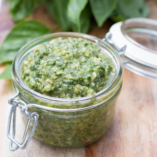 Simple Basil Pesto - Recipe photo by Grab Your Spork