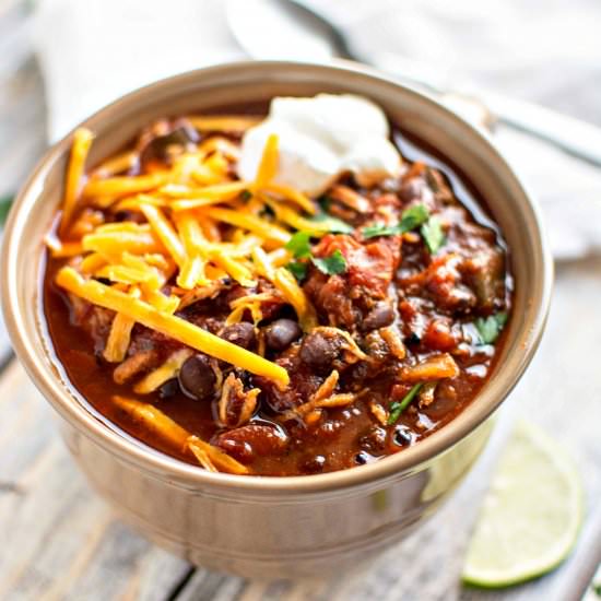 Crockpot Ancho Chicken Chili - Recipe photo by slowcookergourmet