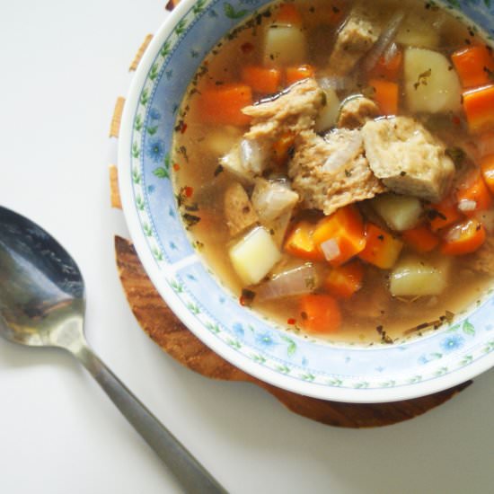 Vegetarian Herbed Beef Soup - Recipe photo by Creative Vegan Cooking