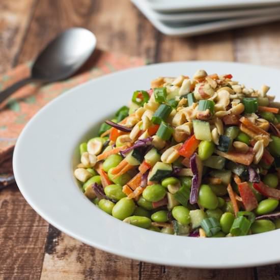 Edamame Salad with Peanut Dressing - Recipe photo by Prepgreen