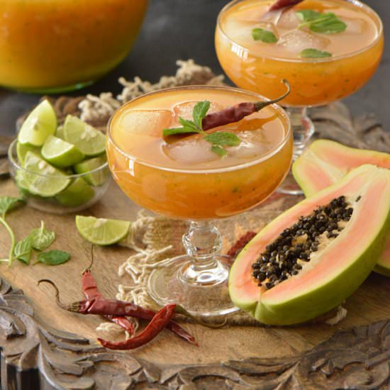 Minty Papaya Margarita - Recipe photo by NibblesNFeasts