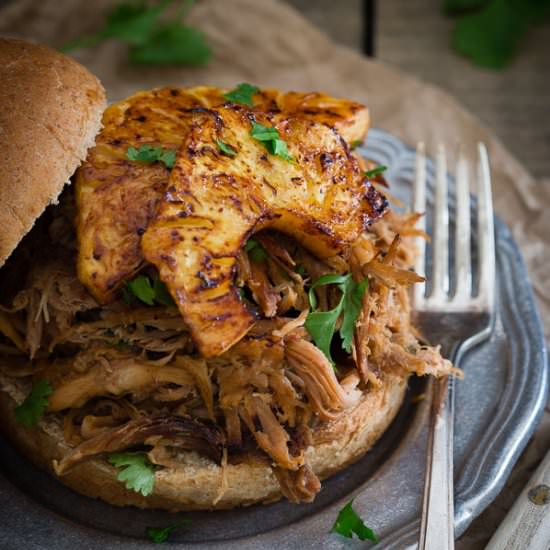 Pineapple BBQ Pork Sandwiches - Recipe photo by Running to the Kitchen