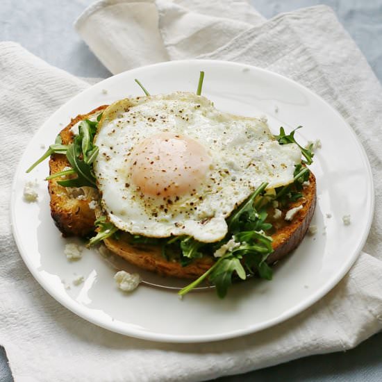 Fried Egg on Toast with Herb Oil - Recipe photo by chelseashealthykitchen