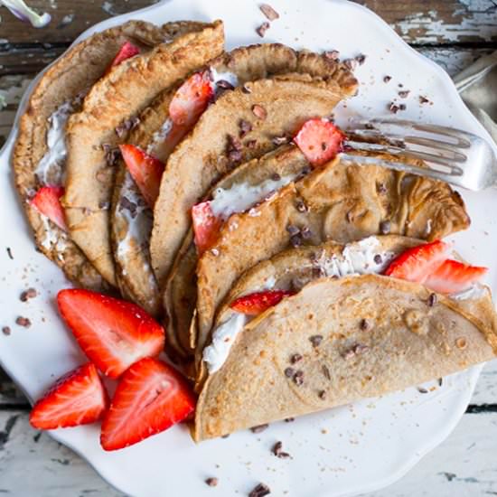 Pancakes with Strawberries - Recipe photo by Madeleine Shaw
