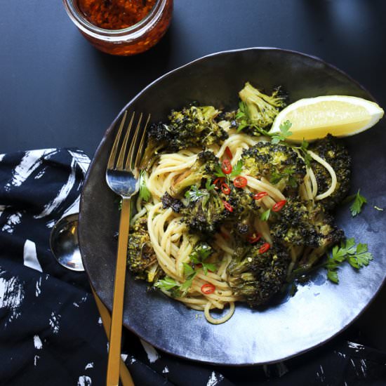 Charred Broccoli Pasta - Recipe photo by THE KAWAII KITCHEN