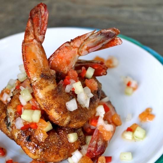 Cajun Shrimp, Citrus-Cucumber Salsa - Recipe photo by cookingontheweekends