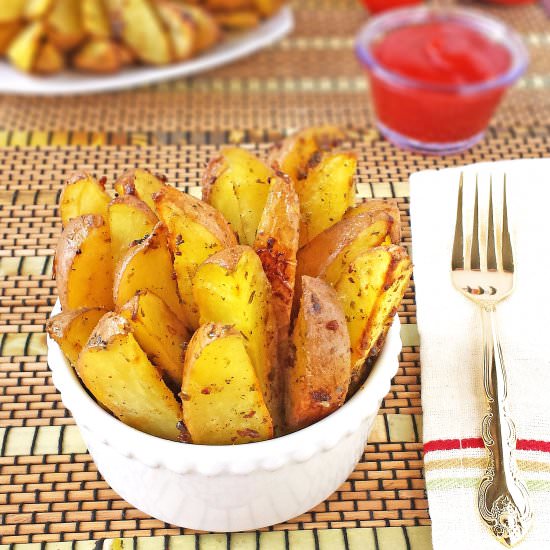 Bacon and Chive Roasted Potato Wedges - Recipe photo by valyastasteofhome.com
