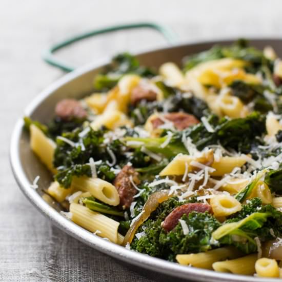 Kale and Chorizo Penne - Recipe photo by chilliczosnekioliwa