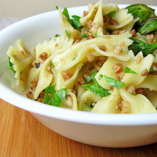 Bow Tie Pasta with Buckwheat Kasha - Recipe photo by Babaganosh