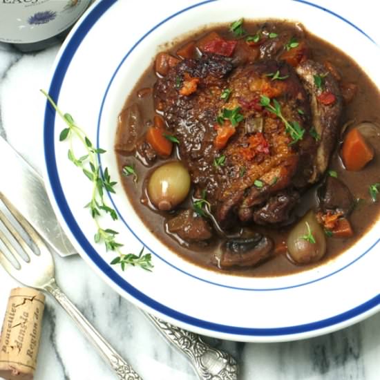 Coq au vin for two - Recipe photo by garlic and zest