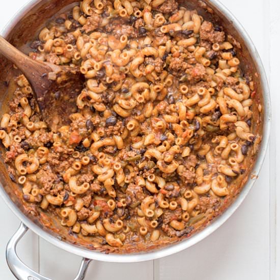 Creamy Taco Macaroni Skillet - Recipe photo by wholefully