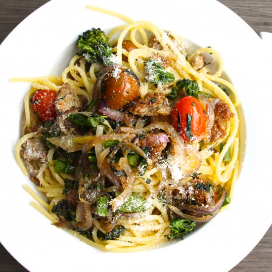 Pasta with Veggies and Sausage - Recipe photo by saffronandsun