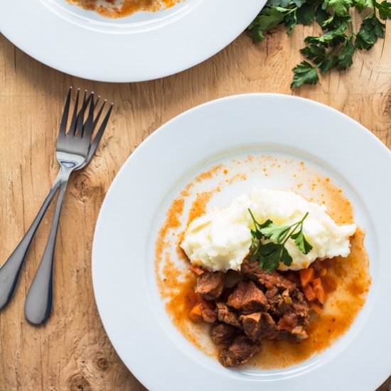Tender Lamb Stew with Potato Mash - Recipe photo by GreenHealthyCooking