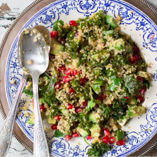Warm Kale, Avocado, Pomegranate Salad - Recipe photo by Madeleine Shaw