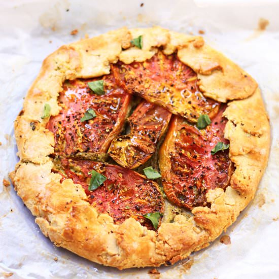 Wholewheat Basil Tomato Galette - Recipe photo by myfoodstory