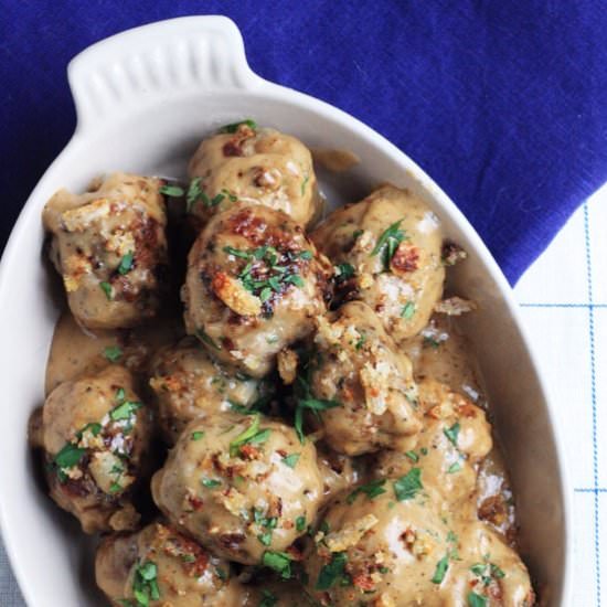 Pork Crackling Meatballs - Recipe photo by fromthelarder
