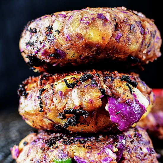 Potato Red Cabbage Tikki - Recipe photo by Anu@MyGingerGarlicKitchen