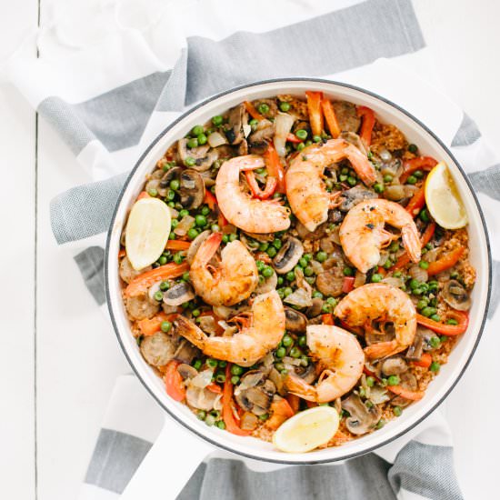 Sausage, Shrimp + Quinoa Paella - Recipe photo by simplyrealhealth