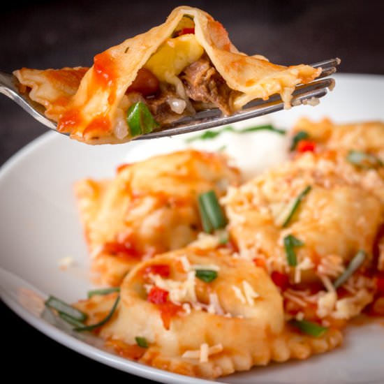 Spicy Burrito Ravioli - Recipe photo by KitchenSanctuary