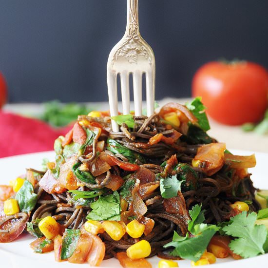 Mexican Black Bean Spaghetti - Recipe photo by Veganosity