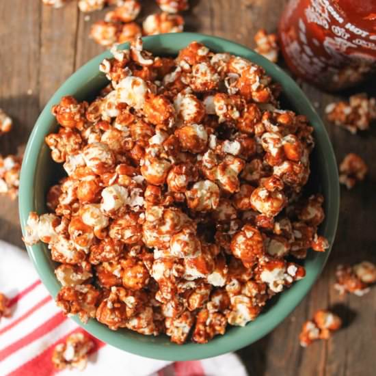 Sriracha Caramel Corn - Recipe photo by domesticateme