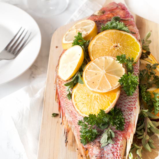 Roasted Citrus & Herb Red Snapper - Recipe photo by cakenknife