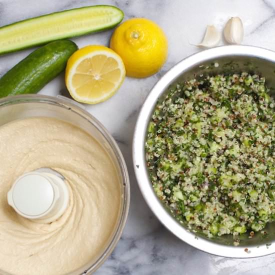 Tabbouleh with Quinoa & Hummus - Recipe photo by Spatulaqueens