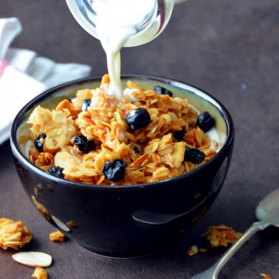 Chunky Blueberry-Almond Granola - Recipe photo by JenniferinFLX