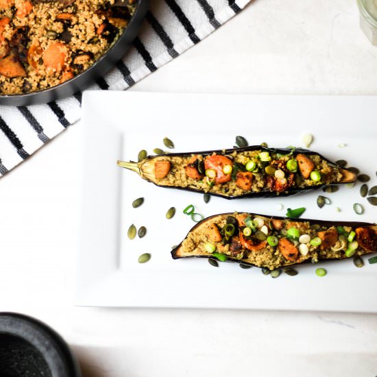 Paleo Quinoa Eggplant Boats - Recipe photo by iamchef