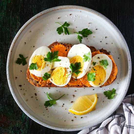 Egg Toast With Harissa Butter - Recipe photo by Kitchen Konfidence