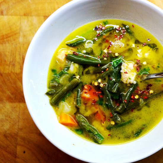Leftovers Soup with Hummus - Recipe photo by theocooks