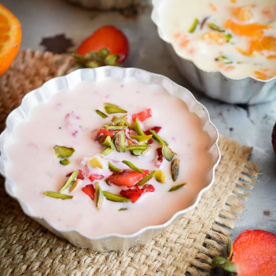 Indian Strawberry & orange pudding - Recipe photo by fascinatingfoodworld
