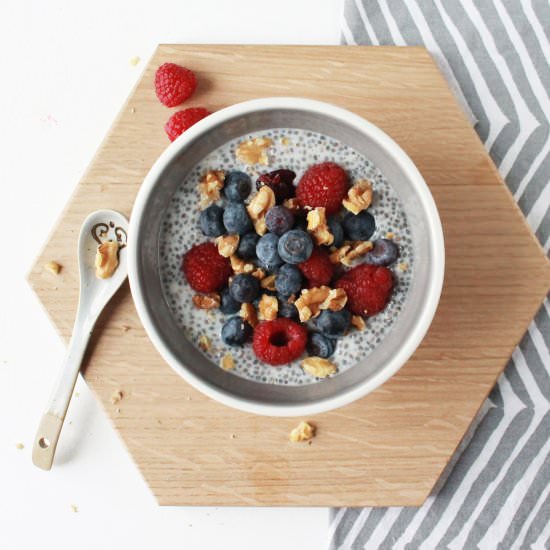 Chia Pudding with Berries & Walnuts - Recipe photo by itsprettynice