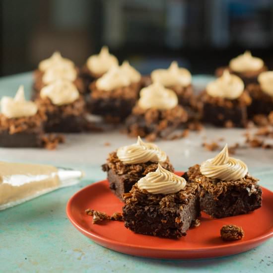 Salty Peanut Butter Crunch Brownies - Recipe photo by blossomtostem