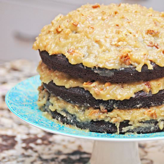 Gluten Free German Chocolate Cake - Recipe photo by One Creative Mommy