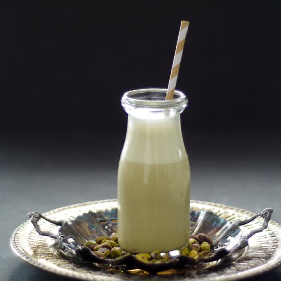 Pistachio Mylk with Rose Water - Recipe photo by Audrey @ Unconventional Baker