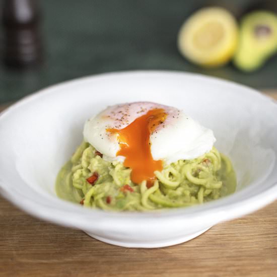 Courgetti with avocado sauce & egg - Recipe photo by JENNIFERMEDHURST