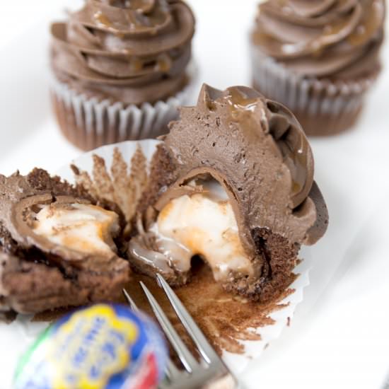 Chocolate Cadbury Egg Cupcakes - Recipe photo by Pizzazzerie