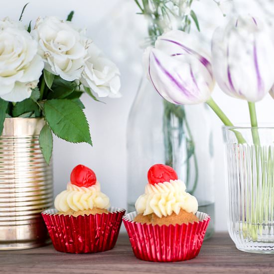 Cherry Vanilla Cupcakes - Recipe photo by supergoldenbakes