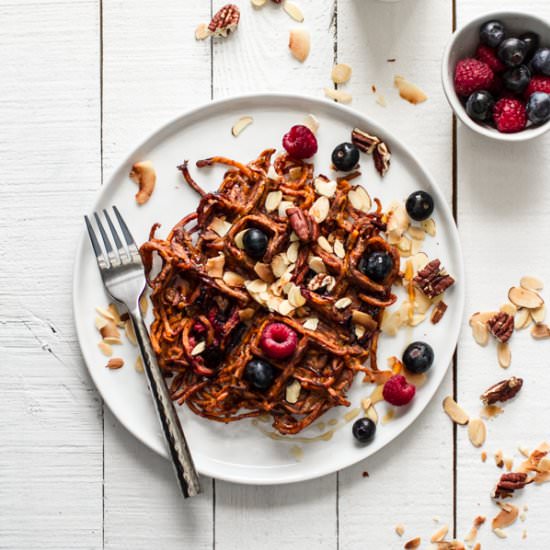 Blueberry Sweet Potato Waffles - Recipe photo by edibleASH
