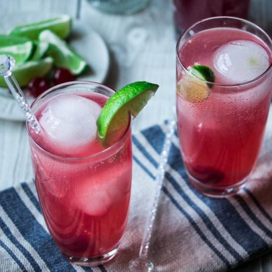 Funky Cold Cherry Lime Fizz - Recipe photo by Cooks With Cocktails