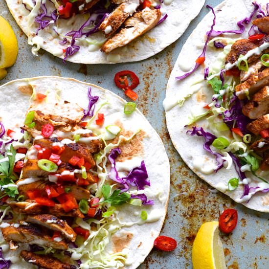 Healthy chicken tacos - Recipe photo by Bibbyskitchenat36