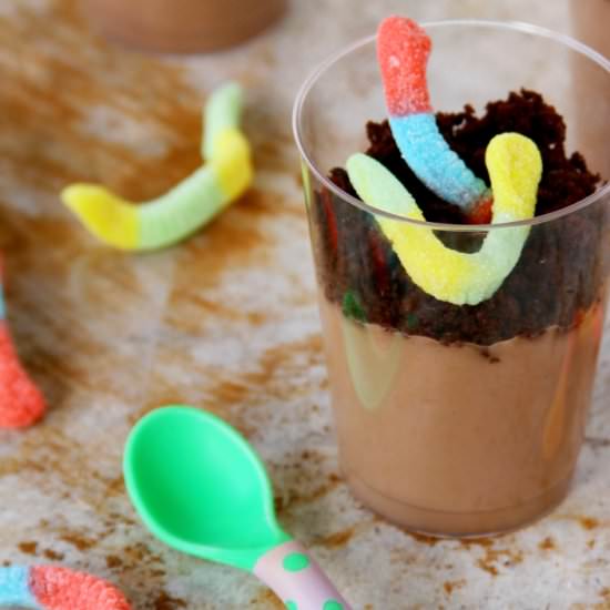 Dirt & Worms Pudding - Recipe photo by Happy And Harried