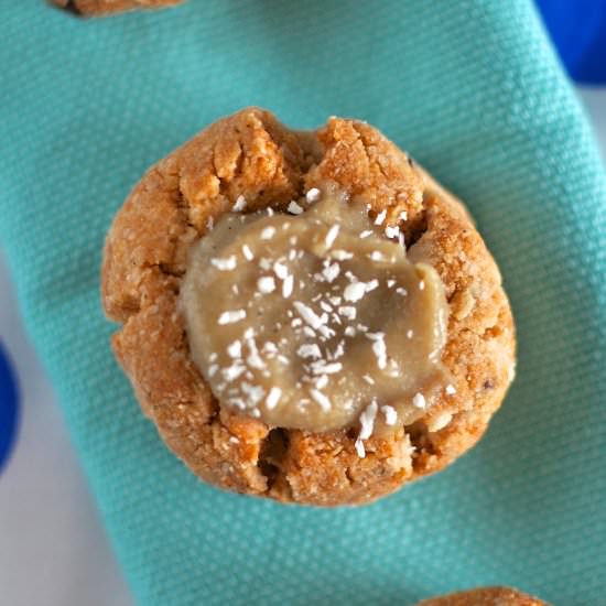 Almond & dulce de leche thumbprint - Recipe photo by Claire K Creations