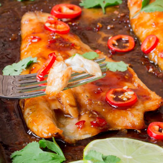 12 Minute Sticky Asian Fish - Recipe photo by KitchenSanctuary