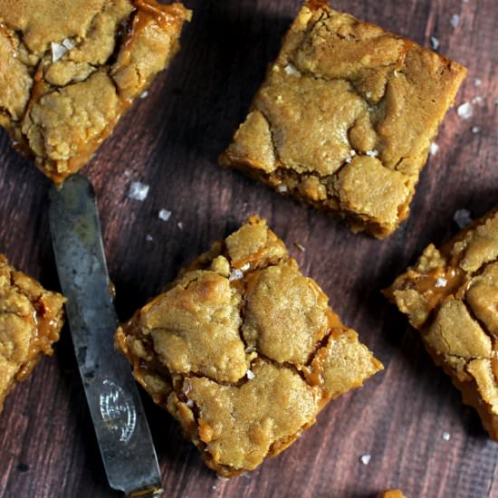 Salted Dulce de Leche Blondies - Recipe photo by Wicked sweet kitchen
