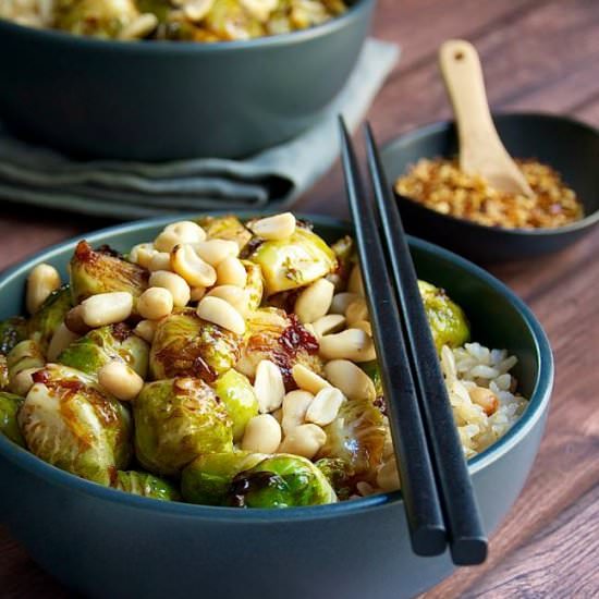 Kung Pao Brussels Sprouts - Recipe photo by PinchandSwirl